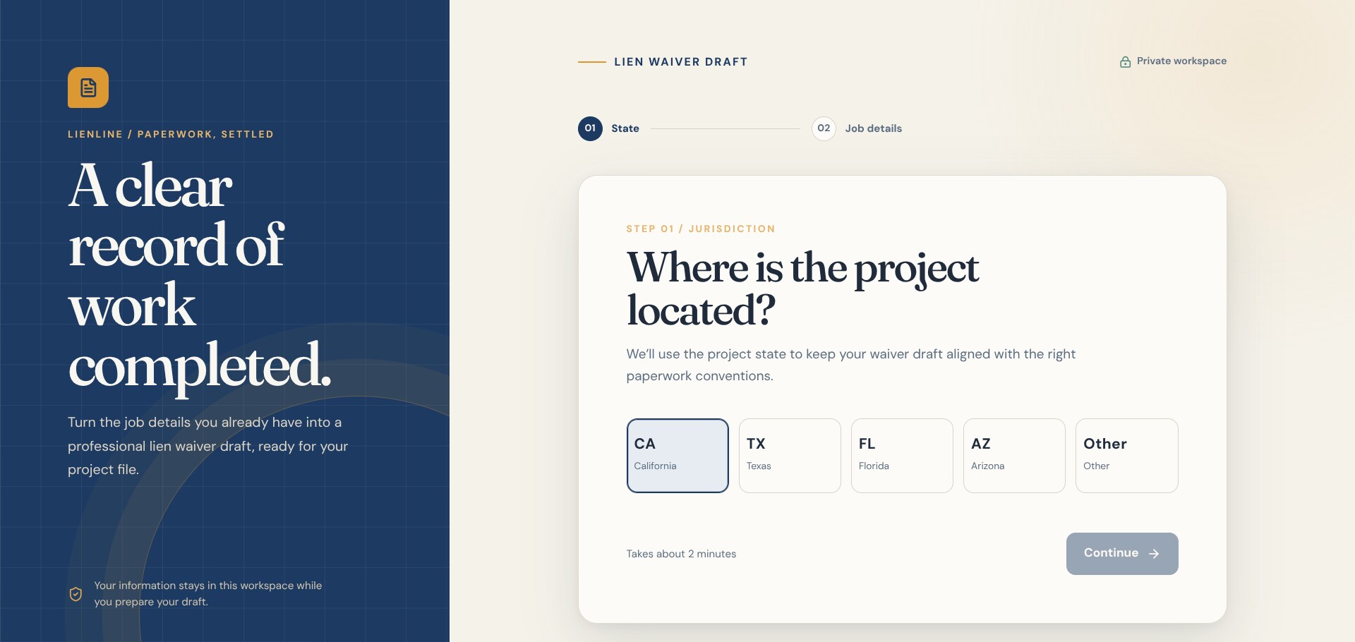 Construction Lien Waiver Generator app interface