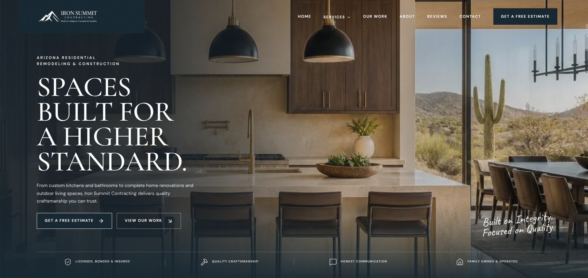 Iron Summit Contracting website homepage